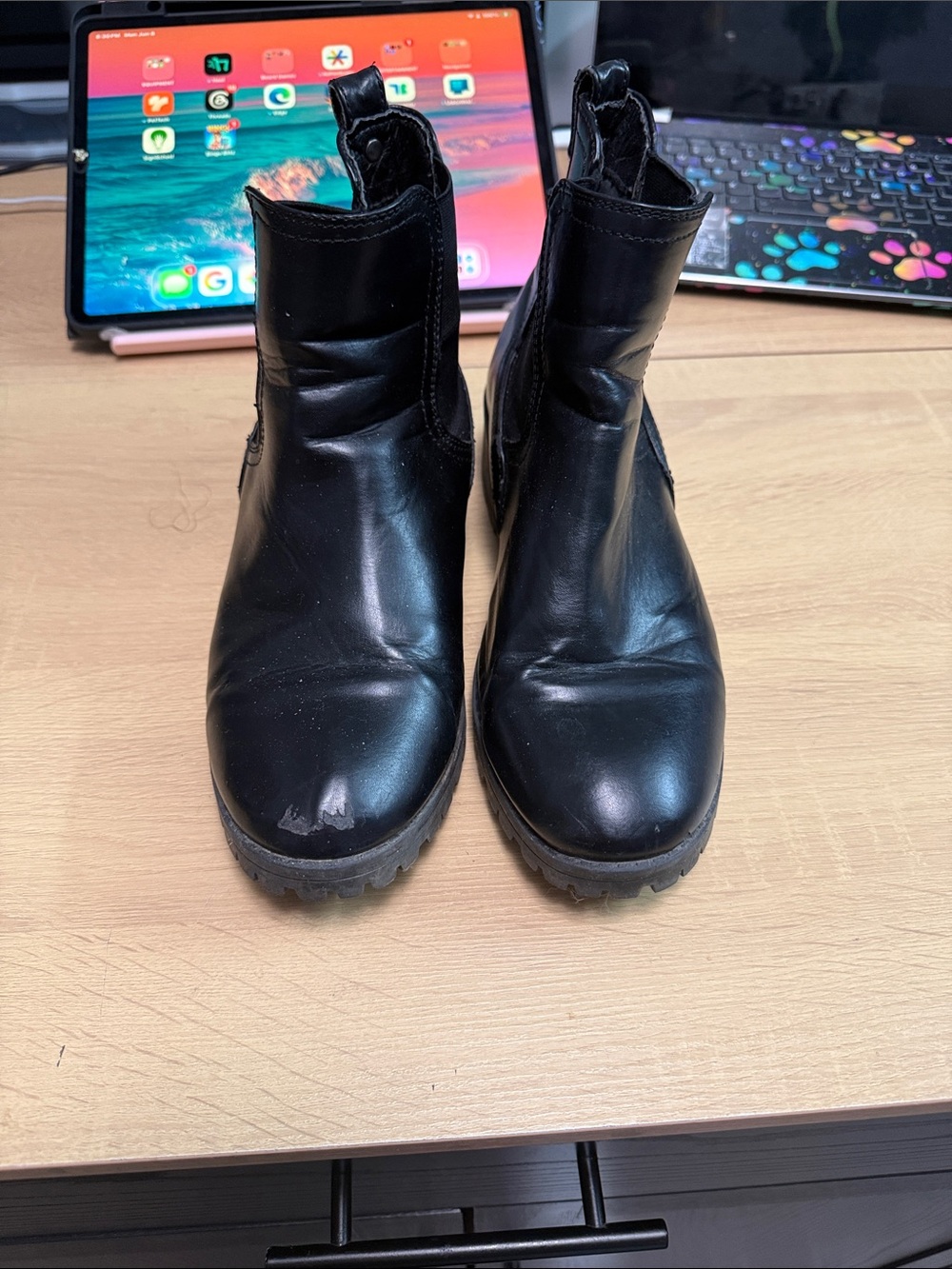 Madden Girl Black Leather Chelsea Ankle Boots